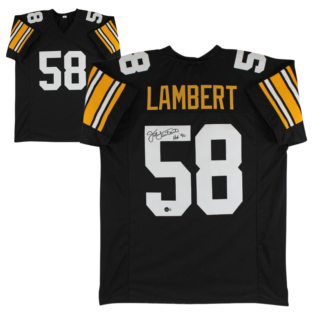 Jack Lambert Signed Black Pro Style Football Jersey with Beckett Witness